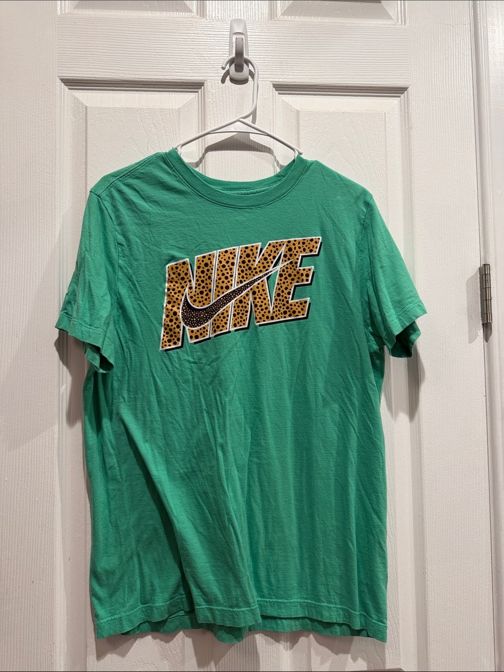 Nike Teal Short-Sleeve Tee with Yellow Leopard Logo